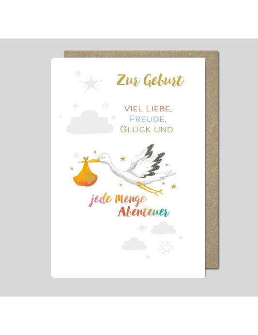 Doppelkarte. AQUARELLE / Zur Geburt