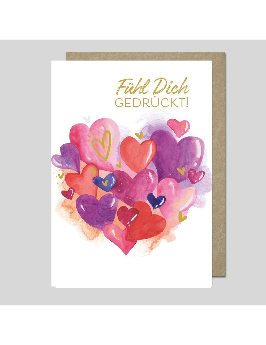 Doppelkarte. AQUARELLE / plastikfrei / Fühl Dich gedrückt