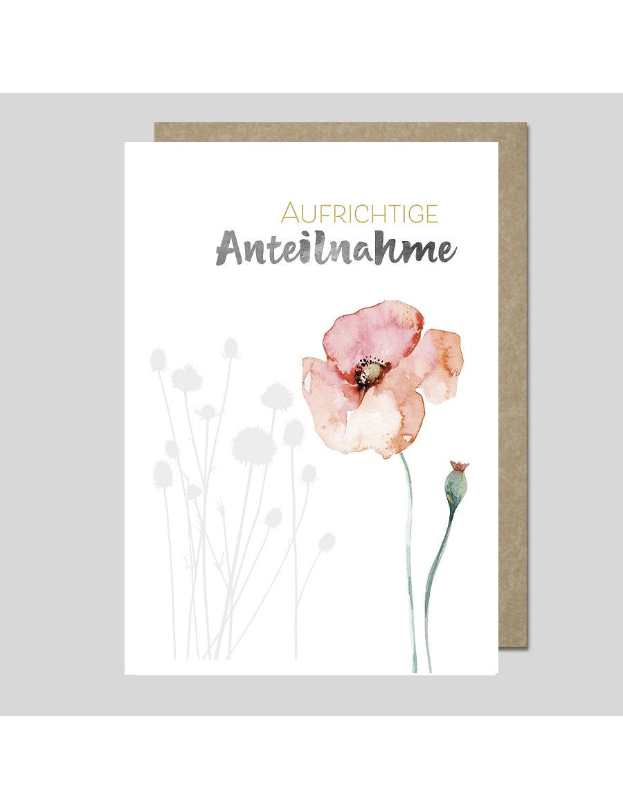 Doppelkarte. AQUARELLE / plastikfrei / Aufrichtige Anteilnahme