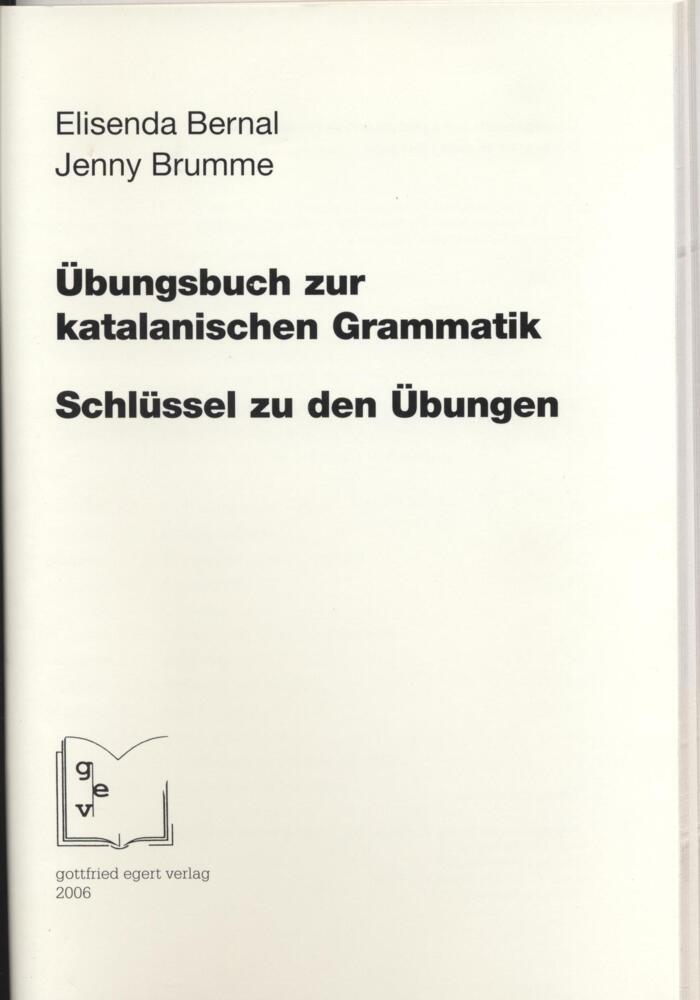 Übungsbuch zur katalanischen Grammatik (Elisenda Bernal)