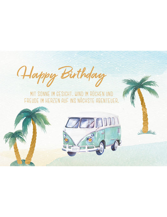 Doppelkarte. Green Karma / Happy Birthday / quer