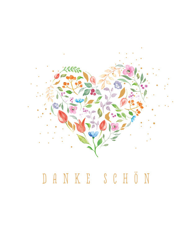 Doppelkarte. Green Karma / Dankeschön / Blumenherz