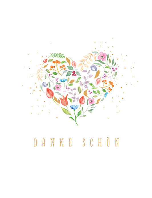 Doppelkarte. Green Karma / Dankeschön / Blumenherz