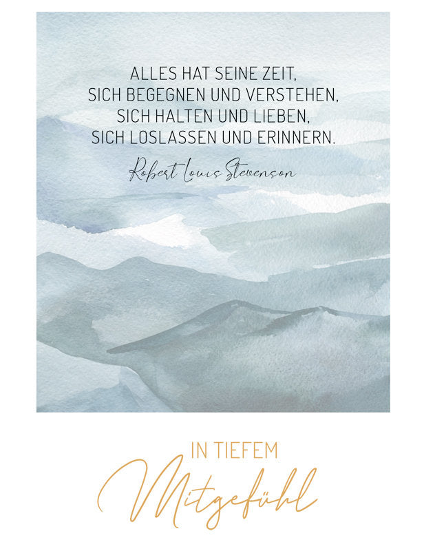 Doppelkarte. Green Karma / Trauer / Gebirge in Aquarell