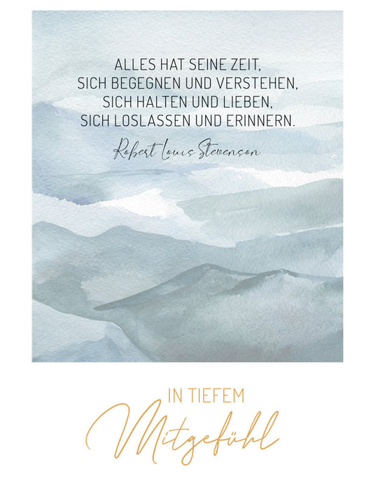 Doppelkarte. Green Karma / Trauer / Gebirge in Aquarell