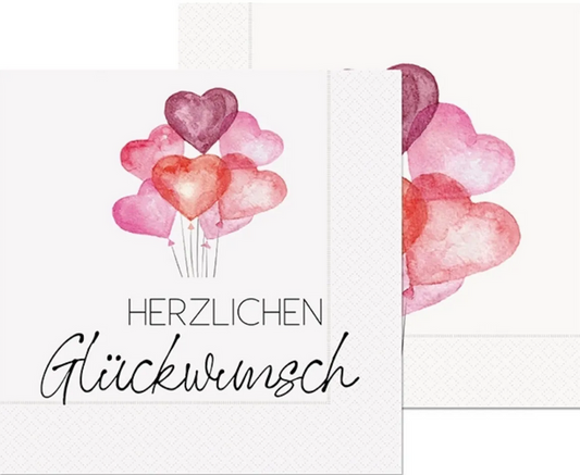 La Vida Serviette 33x33 cm 20 Stück Für Dich Herzluftballons Herzlichen Glückwunsch (20 x, 33 x 33 cm)