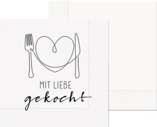 La Vida Lunch-Serviette 'Mit Liebe gekocht' (20 x, 33 x 33 cm)