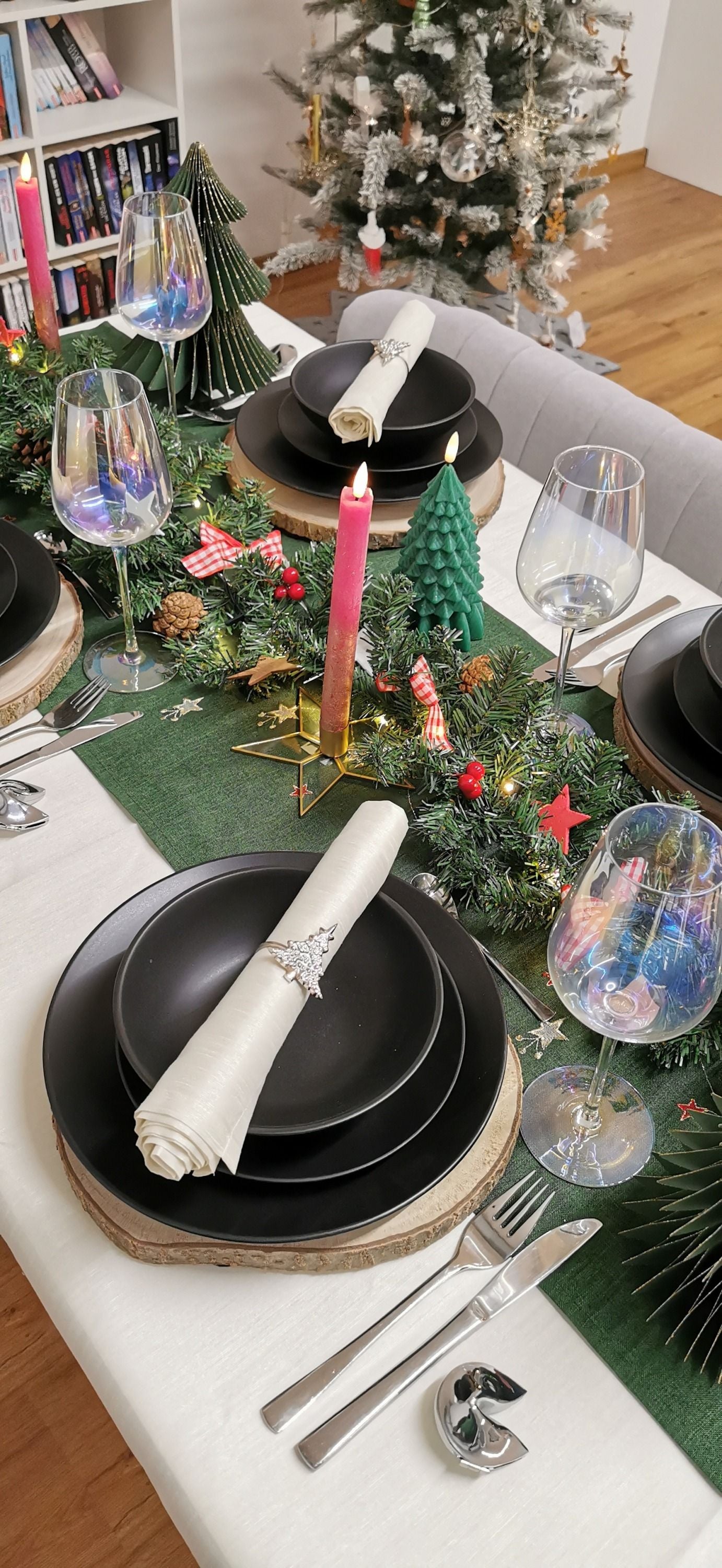 Tischläufer "Sternenzauber" dunkelgrün, 40x140cm