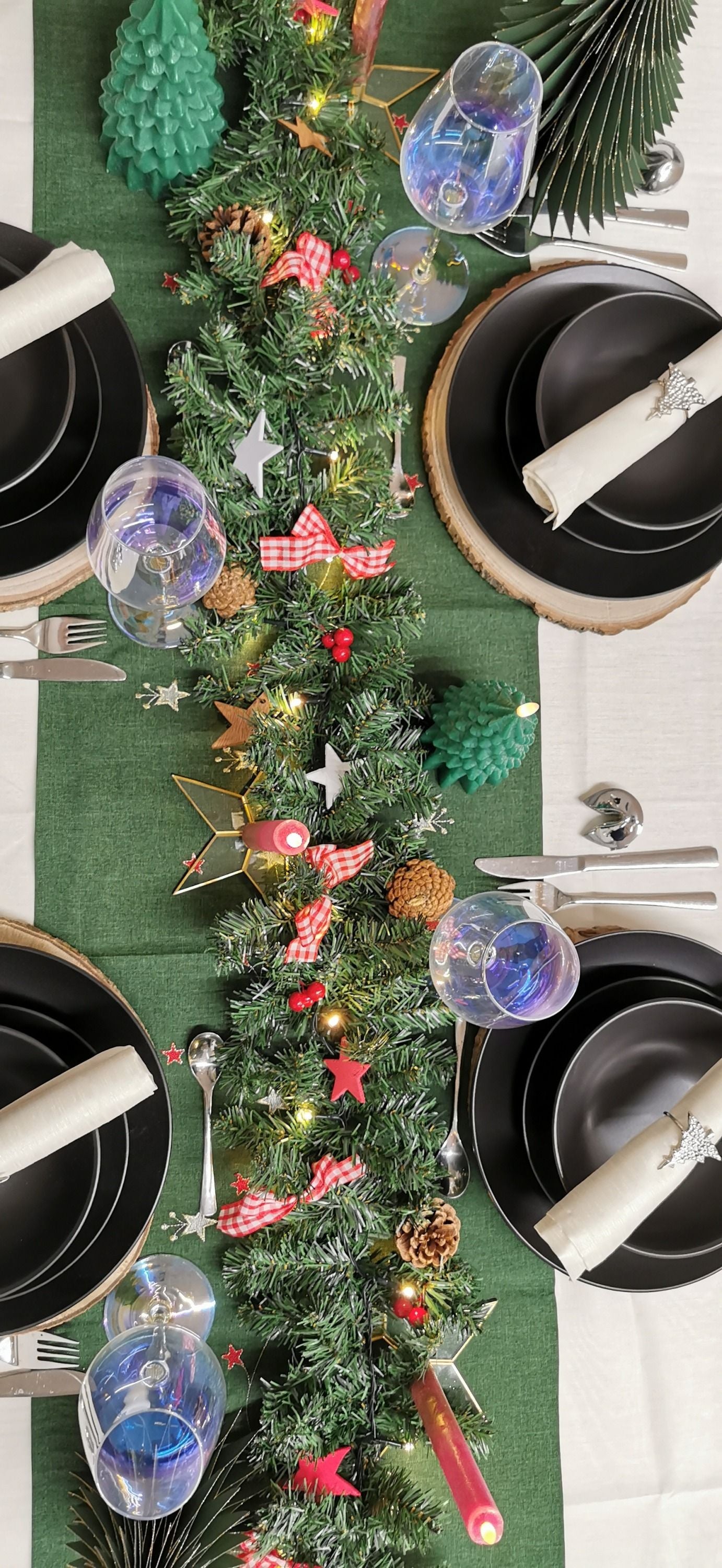 Tischläufer "Sternenzauber" dunkelgrün, 40x140cm