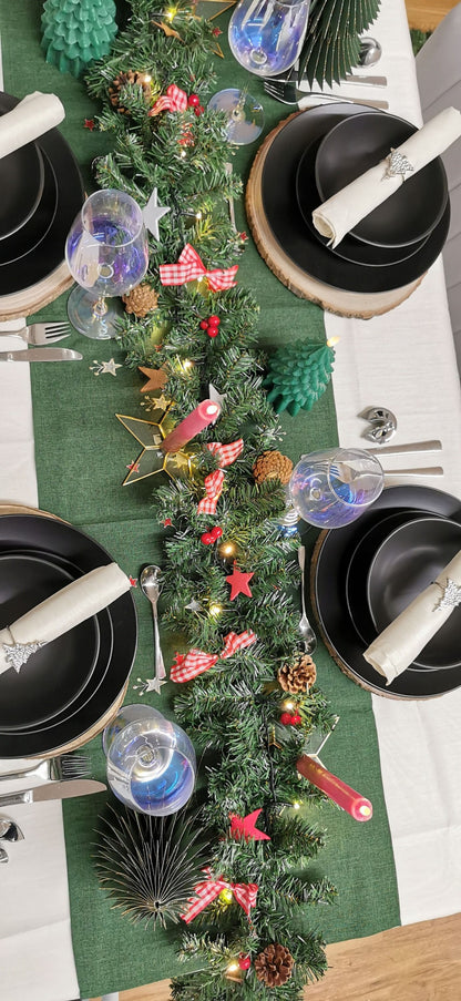 Tischläufer "Sternenzauber" dunkelgrün, 40x140cm