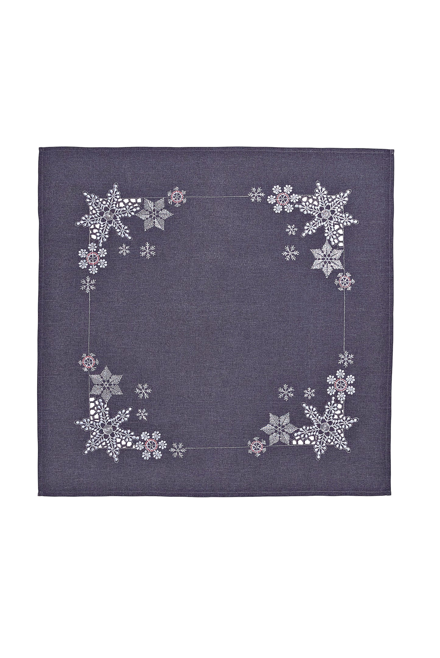 Mitteldecke Eisblumen anthrazit (Grösse: 85 x 85 cm)