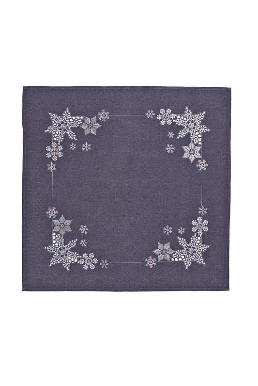 Mitteldecke Eisblumen anthrazit (Grösse: 85 x 85 cm)