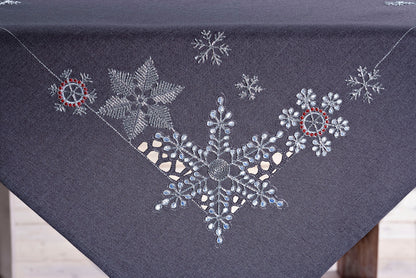 Mitteldecke Eisblumen anthrazit (Grösse: 85 x 85 cm)