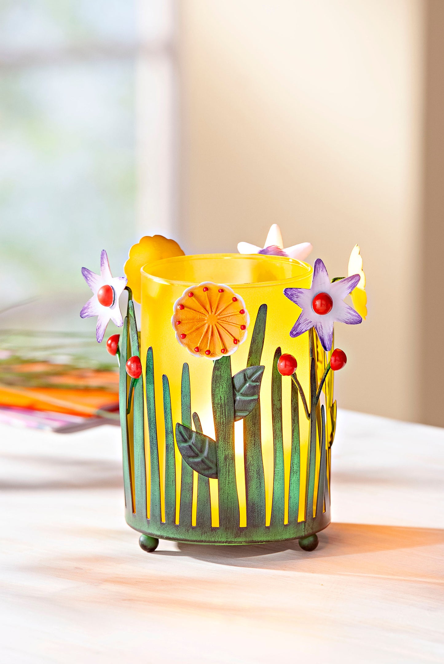 Windlicht "Blumenwiese" mit Glaseinsatz