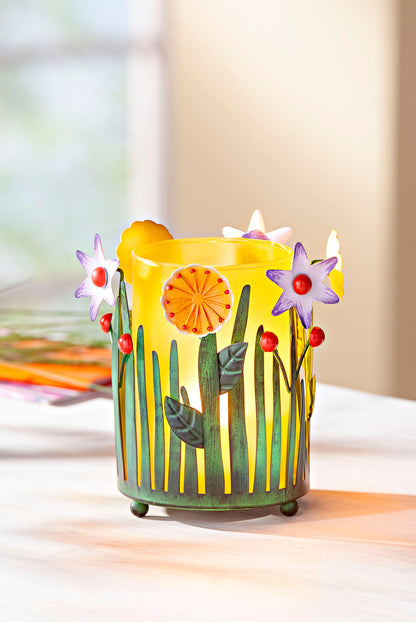 Windlicht "Blumenwiese" mit Glaseinsatz