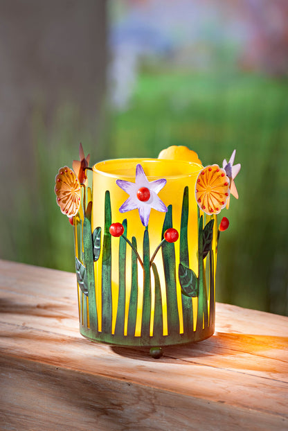 Windlicht "Blumenwiese" mit Glaseinsatz