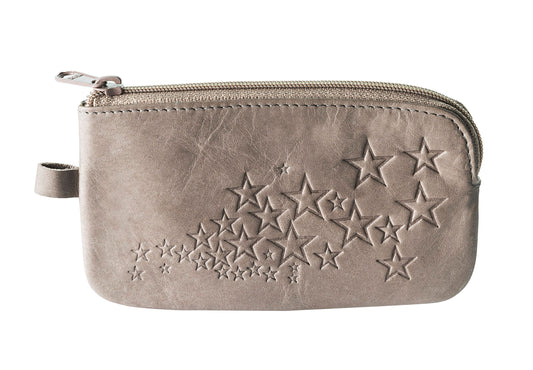 HJP Schlüsseltasche "Cléo" Leder (Farbe: taupe) mit Sternen-Prägung