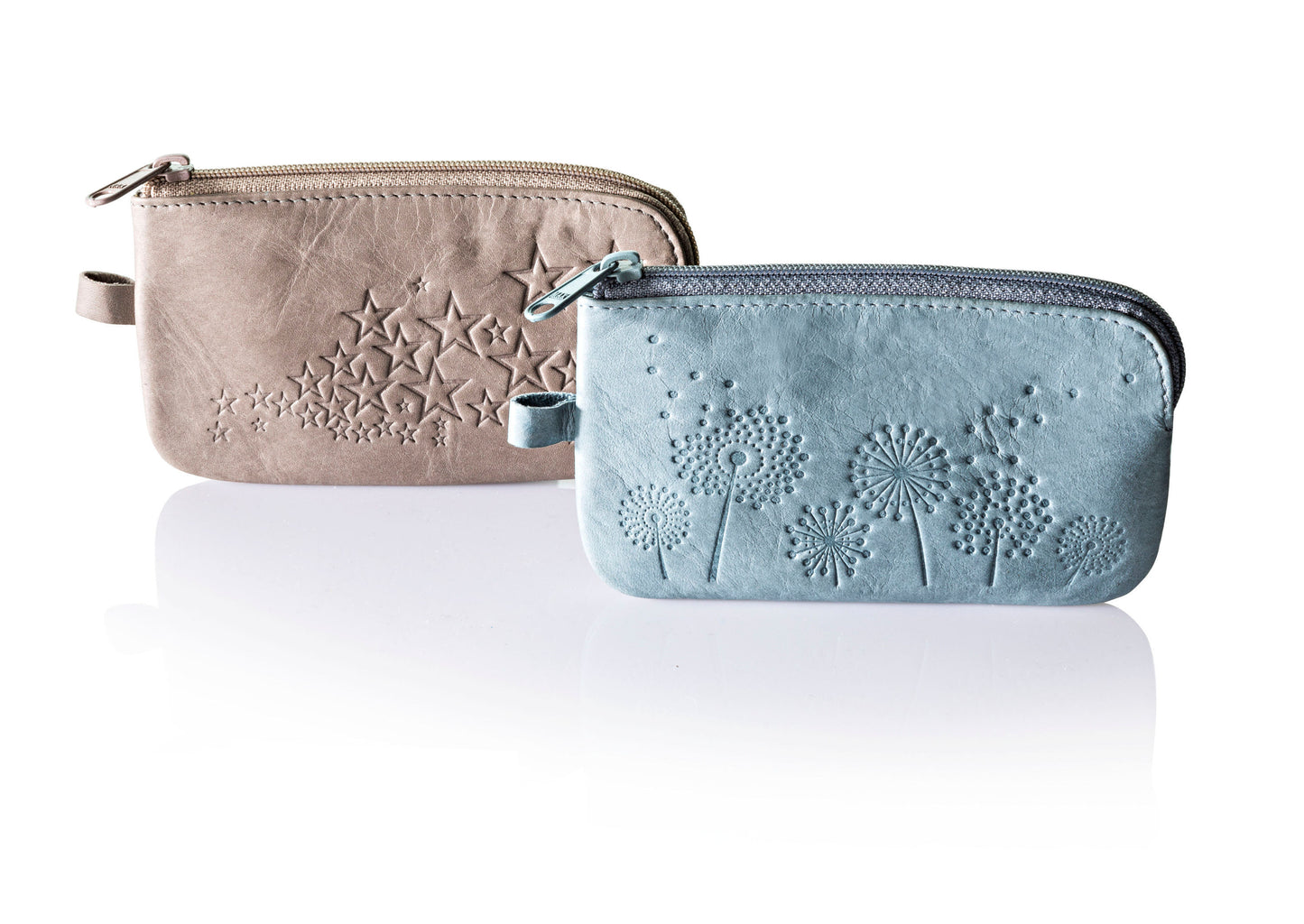 HJP Schlüsseltasche "Cléo" Leder (Farbe: taupe) mit Sternen-Prägung