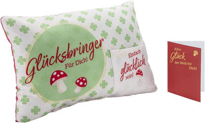 Geschenkset Kissen "Glücksbringer für Dich" 30 x 20 x 7 cm