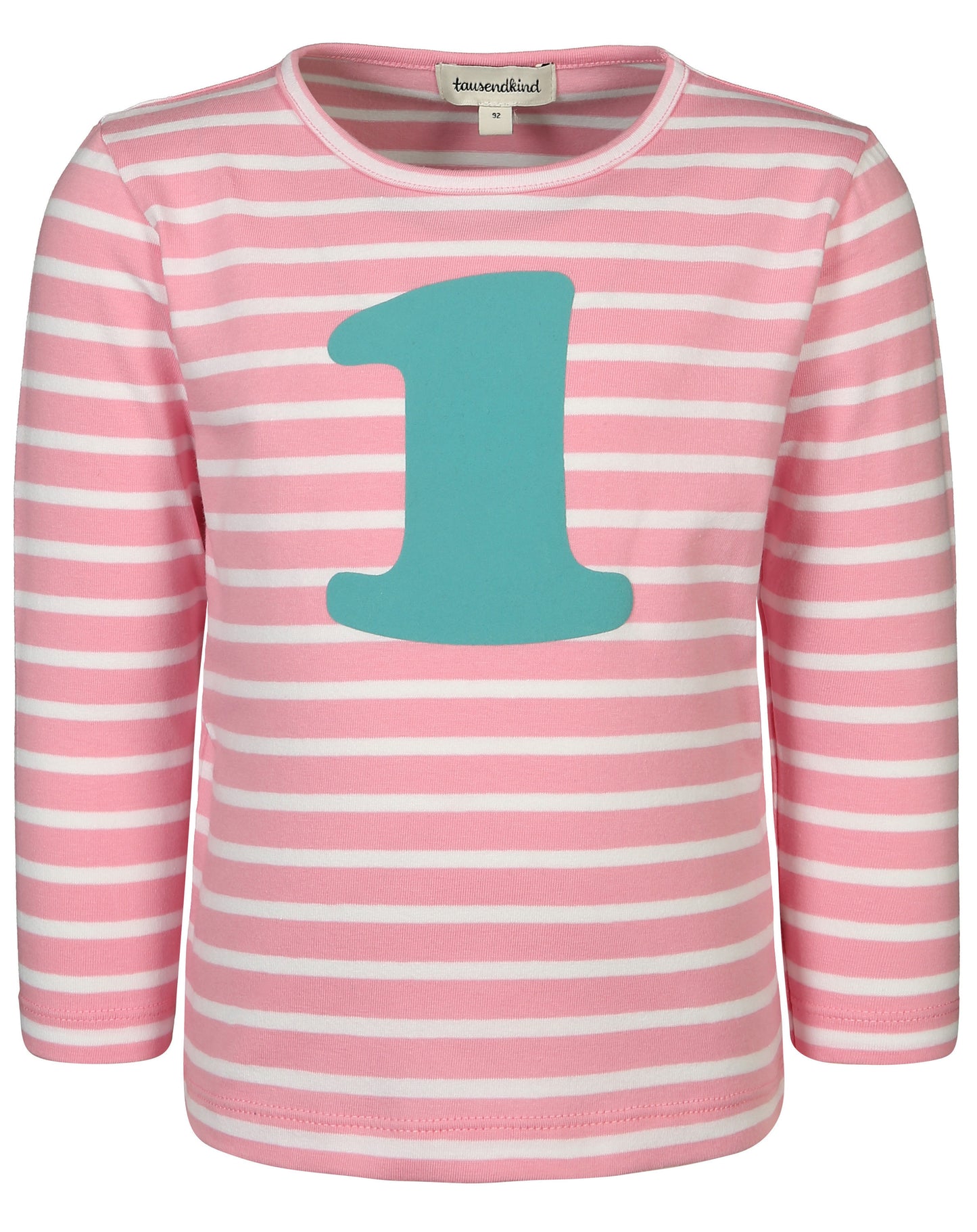 Langarmshirt 1 JAHR gestreift in rosa/weiss (Grösse: 86)