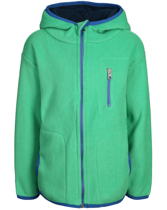Fleece-Jacke POCKET Gr.104 mit Kapuze in grün