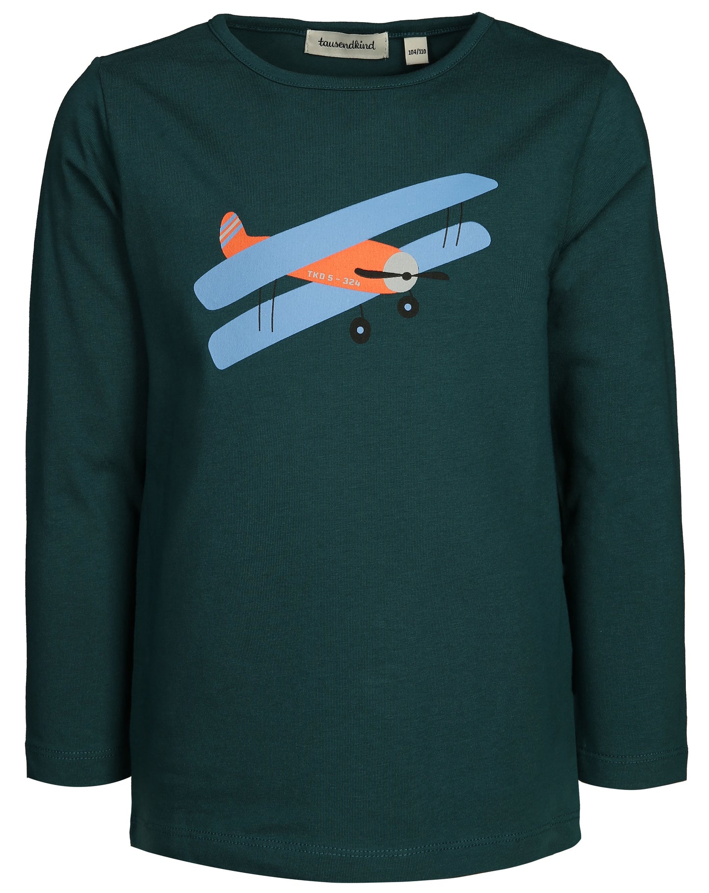 Langarmshirt FLUGZEUG Gr.116/122 in dunkelgrün