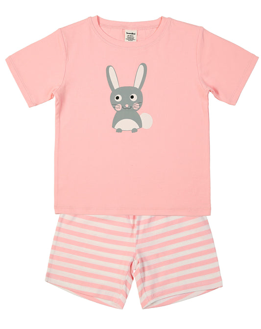 Schlafanzug HASE HENRY kurz in rosa/weiss
