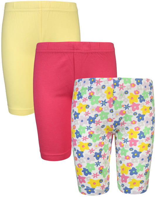 Radler-Shorts FLORIDA Gr.104/110 3er-Pack in pink/gelb/geblümt