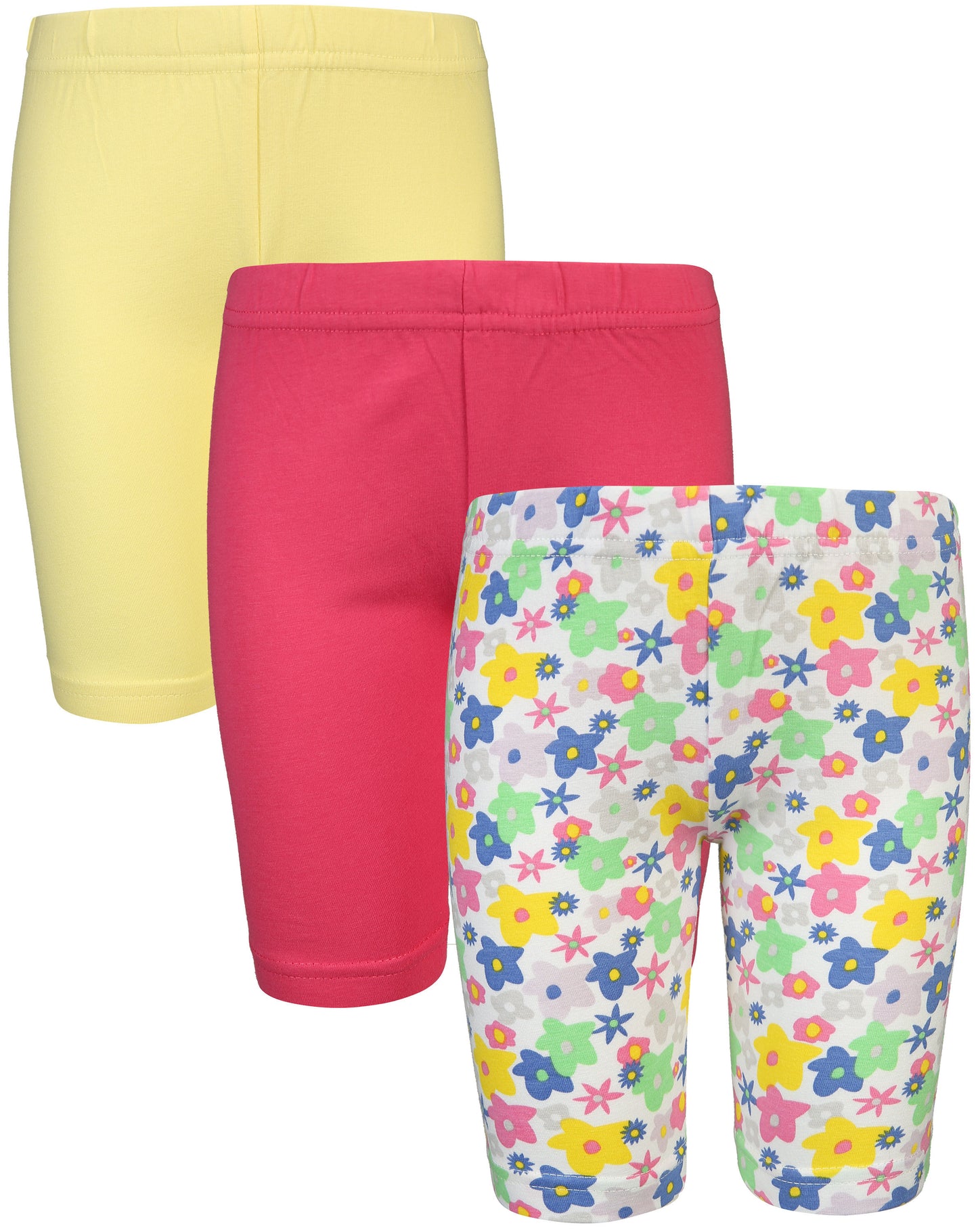 Radler-Shorts FLORIDA Gr.104/110 3er-Pack in pink/gelb/geblümt