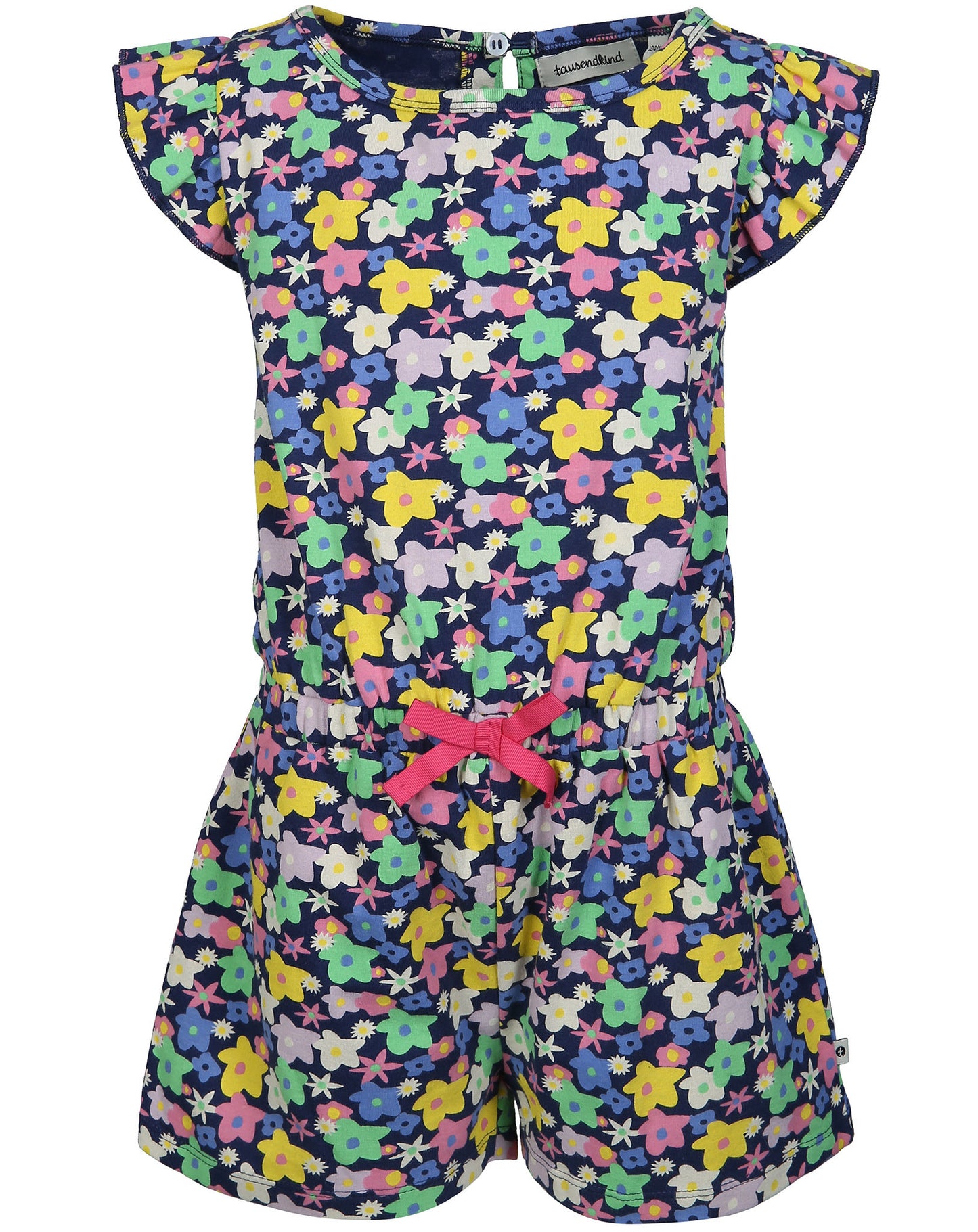 Jumpsuit kurz Gr.116/122 CHILLAXED geblümt in dunkelblau