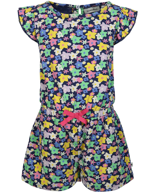 Jumpsuit kurz Gr.116/122 CHILLAXED geblümt in dunkelblau