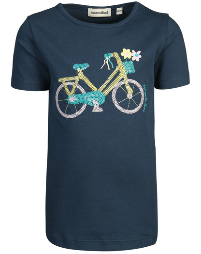 T-Shirt BLUMENFAHRRAD Gr.116/122 in dunkelblau