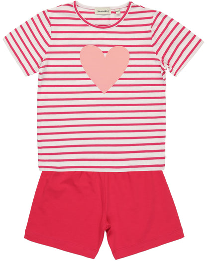 Schlafanzug ROSA HERZ Gr.116/122 kurz 2-teilig in pink