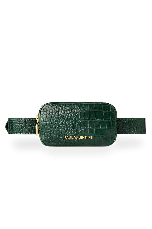 PAUL VALENTINE Bauchtasche "Amber" (Farbe & Grösse: green croco, S)