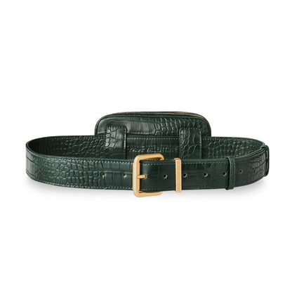 PAUL VALENTINE Bauchtasche "Amber" (Farbe & Grösse: green croco, S)