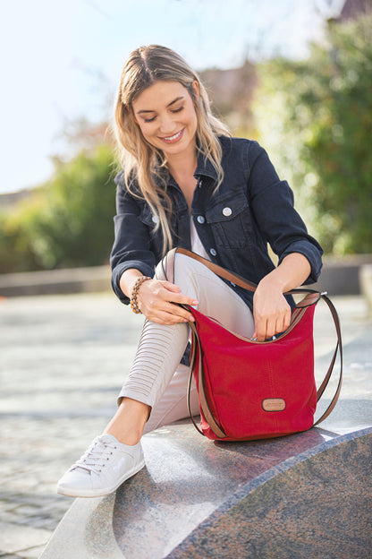 Arrows Schulter- und Rucksacktasche "Emmi", Canvas (Farbe: rot)