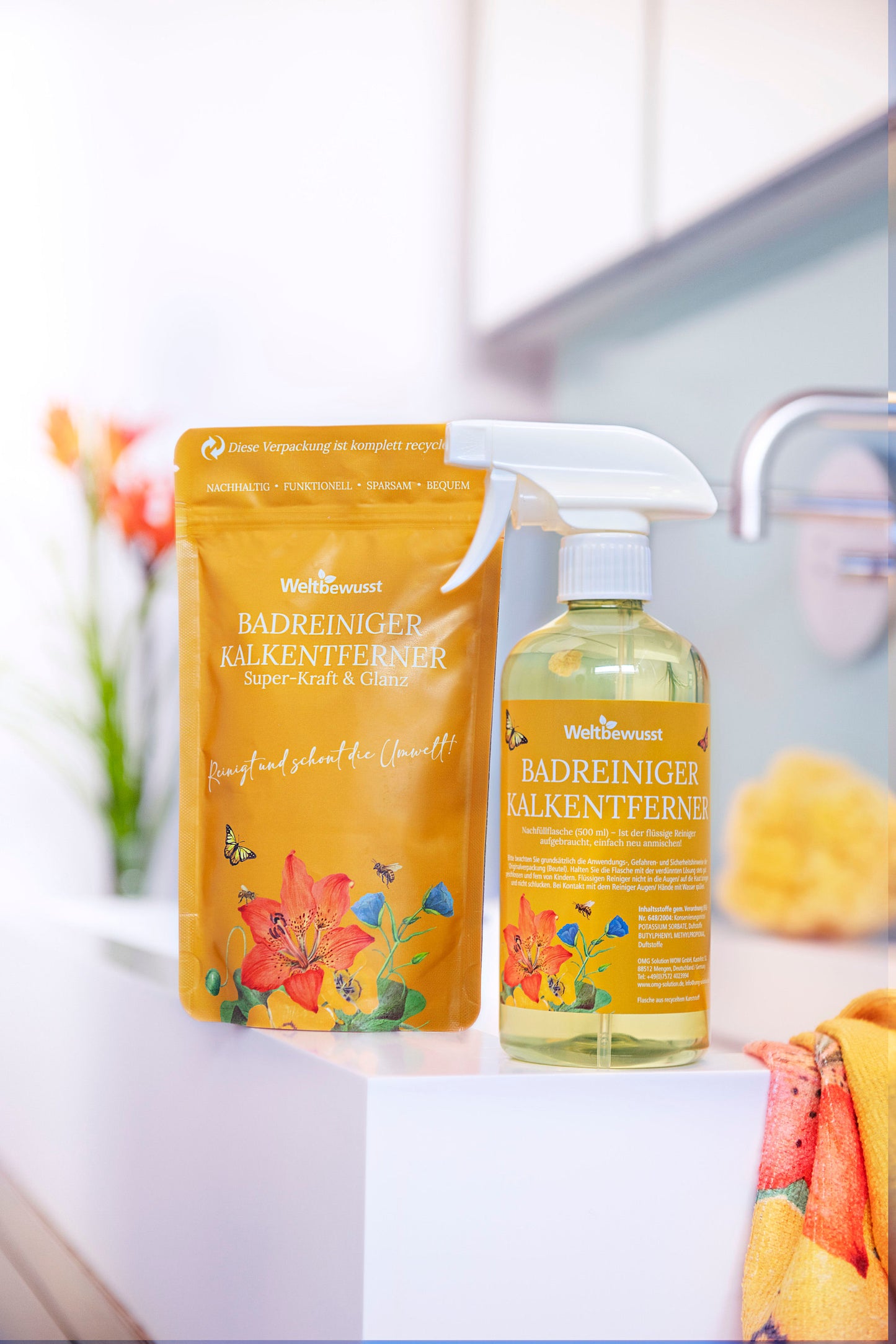 Badreiniger Beutel 400 g und Sprühflasche