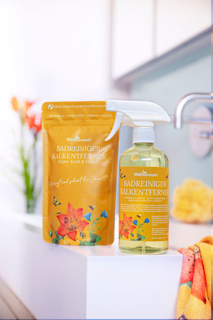 Badreiniger Beutel 400 g und Sprühflasche