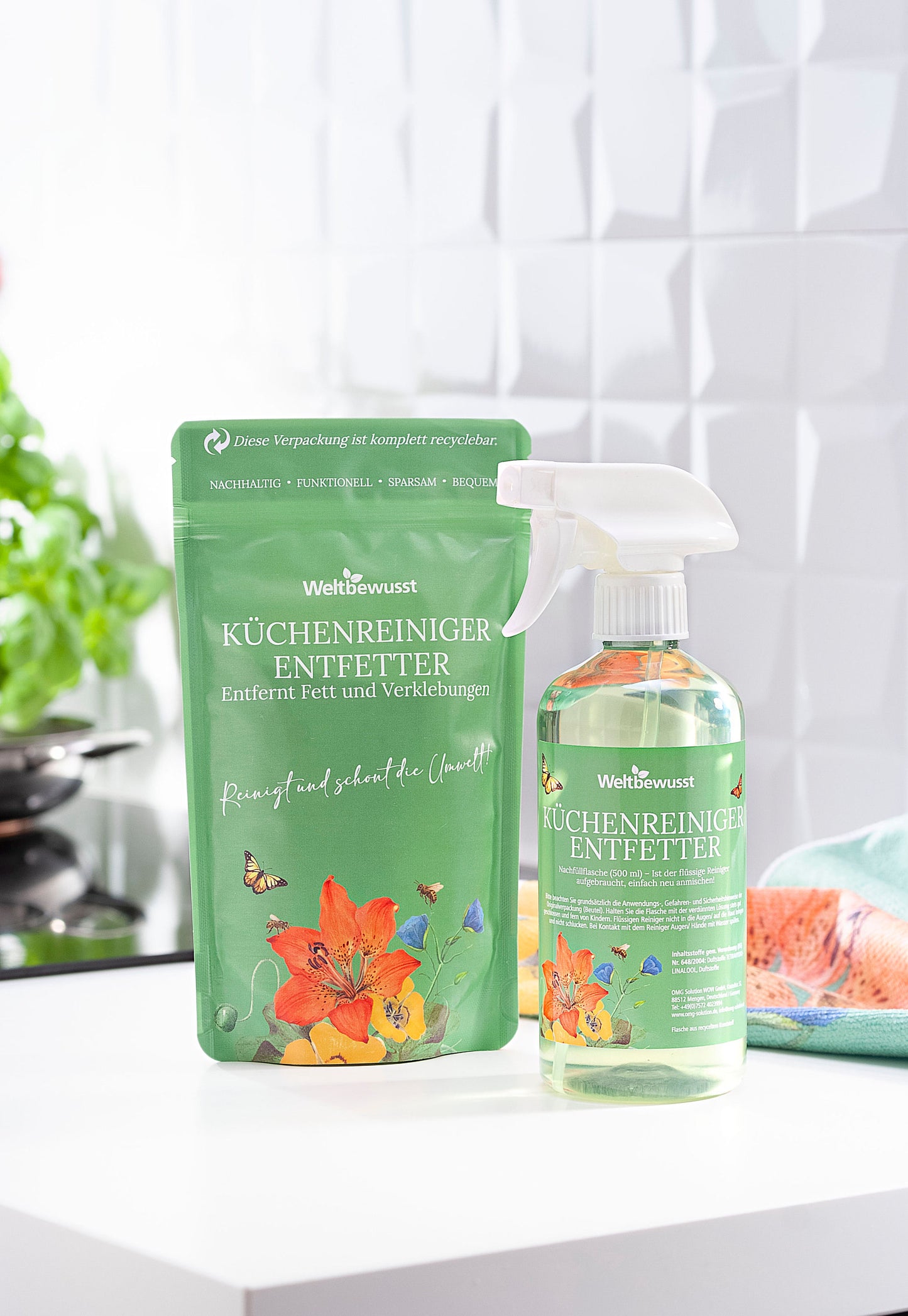 Küchenreiniger Beutel 400 g und Sprühflasche