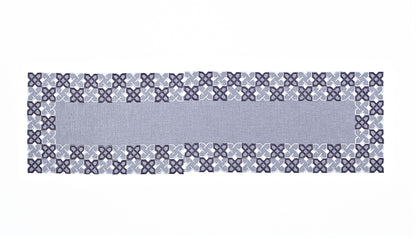 Tischläufer mit Kurbelstickerei, 40x140cm, (Farbe: Grau)