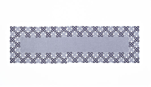 Tischläufer mit Kurbelstickerei, 40x140cm, (Farbe: Grau)