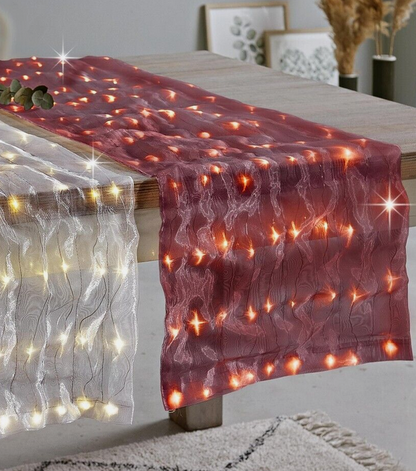 LED-Dekostoff Glamour - bordeaux, 36 x 210cm, 198 LEDs
