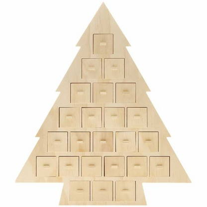 Adventskalender "Tanne" aus Holz mit 24 Schubladen