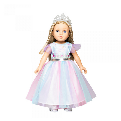 Kleid "Fee und Einhorn" mit silberner Krone, Gr. 28-35 cm