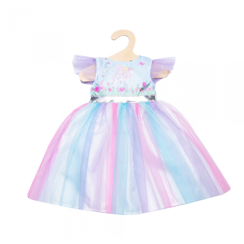 Kleid "Fee und Einhorn" mit silberner Krone, Gr. 28-35 cm