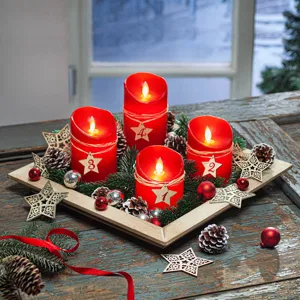 Adventstablett inkl. LED-Kerzen und Deko