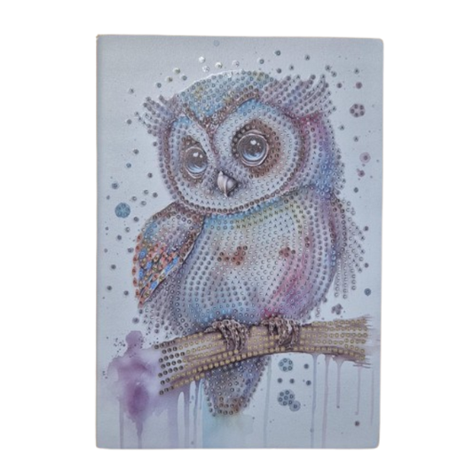 Diamond Painting Notizbuch (Motiv: Kleine Eule, DIN A5)
