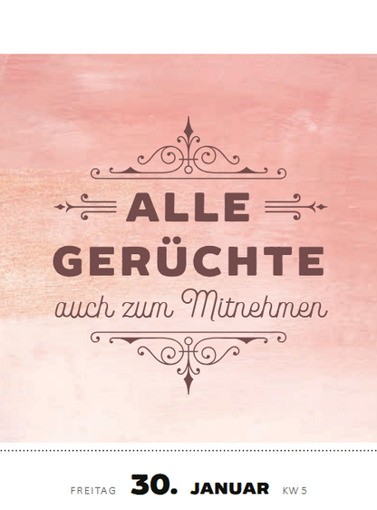 Tagesabreisskalender 2026 "Was du heute kannst entkorken, das verschiebe nicht auf morgen" (14.5 x 10.5 cm)