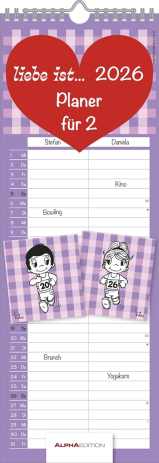 Planer für Zwei 2026  "Liebe ist... Partnerkalender" (15 × 42 cm)