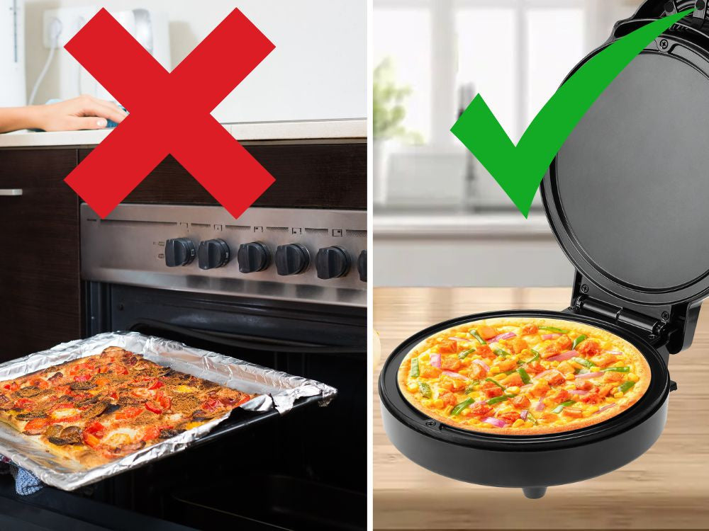 Elektrischer Pizzaofen 1000 W, antihaftbeschichtet